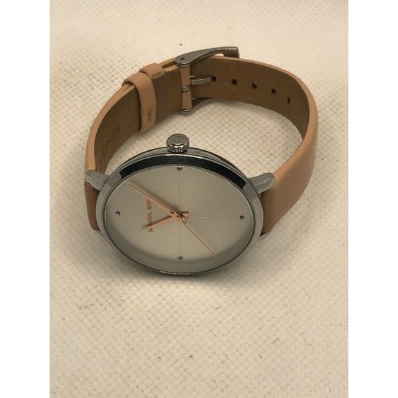 Michael Kors MK2778 Unisex Pink Leather Analog Sil - Picture 7 of 9